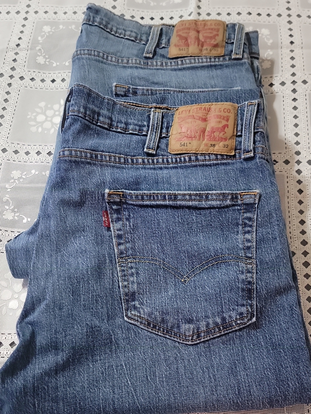 2 Pair Levi's Men's Blue Straight-Leg Denim Jeans - Classic Indigo Size 38x32
